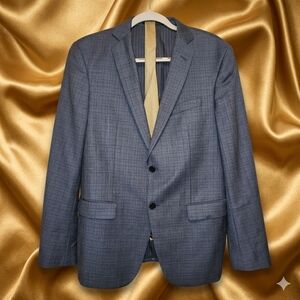 John Varvatos Navy Blue Plaid Bedford 2 Button Wool Blazer Size 40R